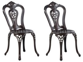 Set of 2 Garden Chairs Brown BOVINO