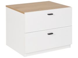 2 Drawer Bedside Table White with Light Wood