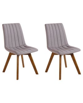 Set of 2 Fabric Dining Chairs Taupe CALGARY