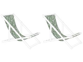 Set of 2 Sun Lounger Replacement Fabrics Leaf Pattern ANZIO / AVELLINO