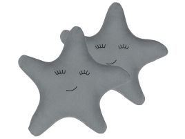 Set of 2 Cotton Kids Cushions Star 40x40cm Grey