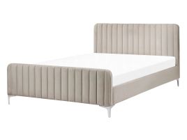 Velvet EU Double Size Bed Taupe LUNAN