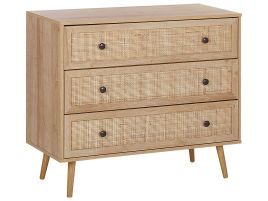 Oak Finish Rattan Chest of Drawers - PENRITH Medium Chest 3 Drawers