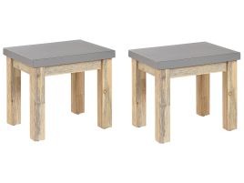 Set of 2 Concrete Garden Stools Grey OSTUNI