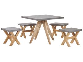 4 Seater Concrete Garden Dining Set Square Table Grey OLBIA