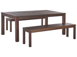6 Seater Eucalyptus Garden Dining Set Table and Benches Natural TUSCANIA