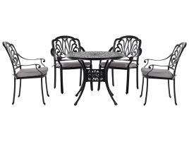 4 Seater Metal Garden Dining Set Black ANCONA