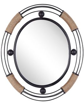 Metal Wall Mirror 55x50cm Black