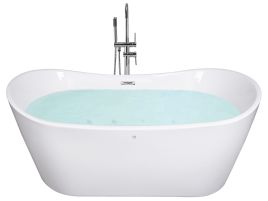 Freestanding Whirlpool Bath with LED 1680 x 800 mm White ANTIGUA