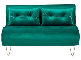 2 Seater Velvet Sofa Bed Dark Green VESTFOLD