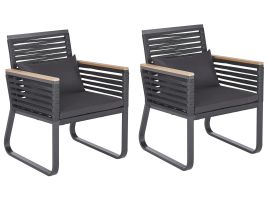 Set of 2 Garden Chairs Black CANETTO