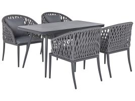 4 Seater Metal Garden Dining Set Grey LIPARI