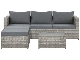 Right Hand 5 Seater PE Rattan Modular Garden Sofa Set Grey SABBIA