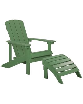 Garden Chair with Footstool Green ADIRONDACK