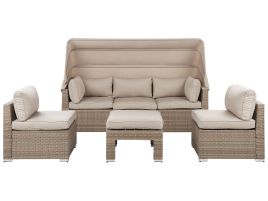 5 Seater PE Rattan Modular Garden Lounge Set Beige COCCOLIA