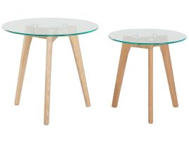 Nest of 2 Glass Top Coffee Tables MISSOURI