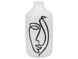 Stoneware Flower Vase 22 White Black