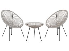 PE Rattan Bistro Set Light Grey ACAPULCO II
