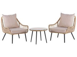 PE Rattan Bistro Set Natural with Beige LAURETO