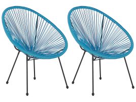 Set of 2 PE Rattan Accent Chairs Blue ACAPULCO II