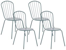 Set of 4 Metal Garden Chairs Light Blue CALVI