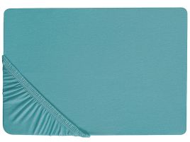 Cotton Fitted Sheet 90 x 200 cm Turquoise HOFUF