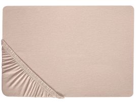Cotton Fitted Sheet 140 x 200 cm Beige HOFUF