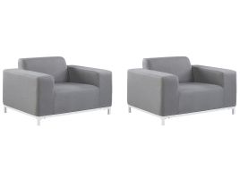 Set of 2 Garden Armchairs Grey with White ROVIGO