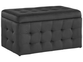 Velvet Storage Ottoman Black MICHIGAN