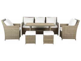 5 Seater PE Rattan Garden Sofa Set Brown and White FONTI
