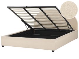 Boucle EU Super King Size Ottoman Bed Beige VAUCLUSE