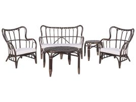 4 Seater Rattan Garden Sofa Set Dark Brown BRINDISI