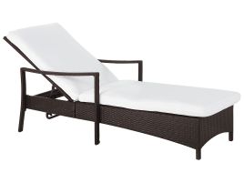 PE Rattan Reclining Sun Lounger Brown VASTO