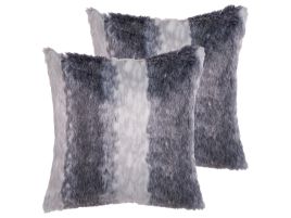 Set of 2 Faux Fur Cushions 45x45cm Grey