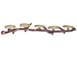 Metal Candleholder Brown and Gold