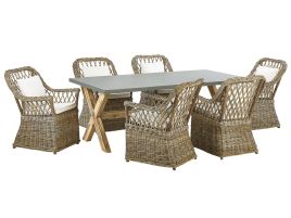 6 Seater Rattan Garden Dining Set Natural MAROS/OLBIA
