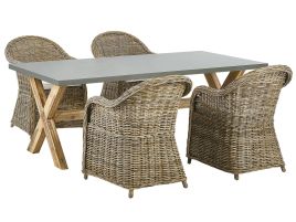 4 Seater Rattan Garden Dining Set Natural SUSUA/OLBIA