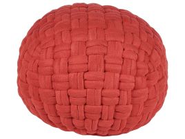 Velvet Pouffe Ottoman 45 x 35 cm Red HOPA