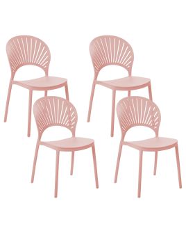 Set of 4 Plastic Dining Chairs Pink OSTIA