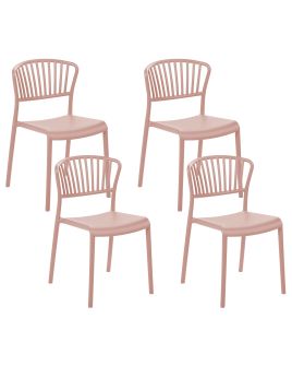 Set of 4 Plastic Dining Chairs Pink GELA