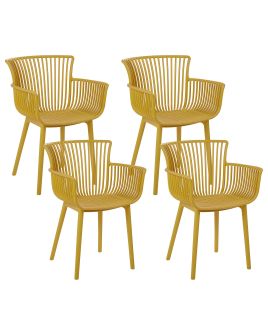 Set of 4 Plastic Dining Chairs Yellow PESARO