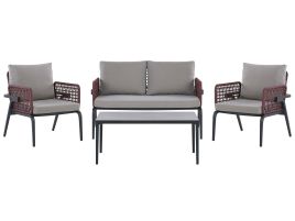 4 Seater Aluminium Garden Sofa Set Grey SCIACCA