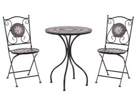 Metal Garden Bistro Set Black CARIATI