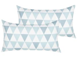 Set of 2 Outdoor Cushions Triangle Pattern 40 x 70 cm Blue and White TRIFOS