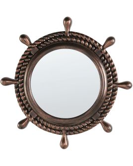Round Wall Mirror 46cm Dark Brown