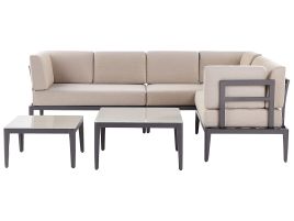 6 Seater Modular Garden Corner Sofa Set Beige RIMA III