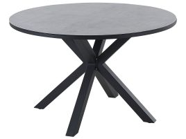 Round Garden Dining Table âŒ€120 cm Grey with Black MALETTO