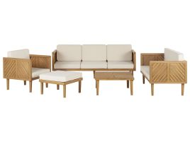 6 Seater Acacia Wood Garden Sofa Set Light BARATTI