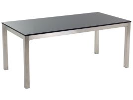 Granite Garden Table 180 x 90 cm Black GROSSETO