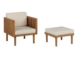 Acacia Wood Garden Armchair with Ottoman Light BARATTI